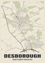 Street map poster of Desborough, Northamptonshire