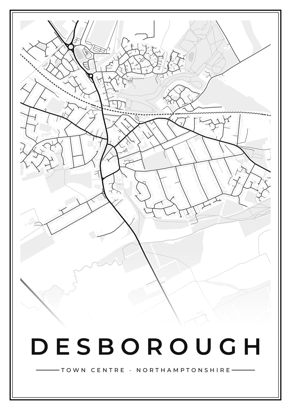 Street map poster of Desborough town centre, Northamptonshire