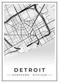 Street map poster of downtown Detroit, Michigan