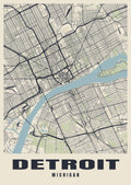 Street map poster of Detroit, Michigan