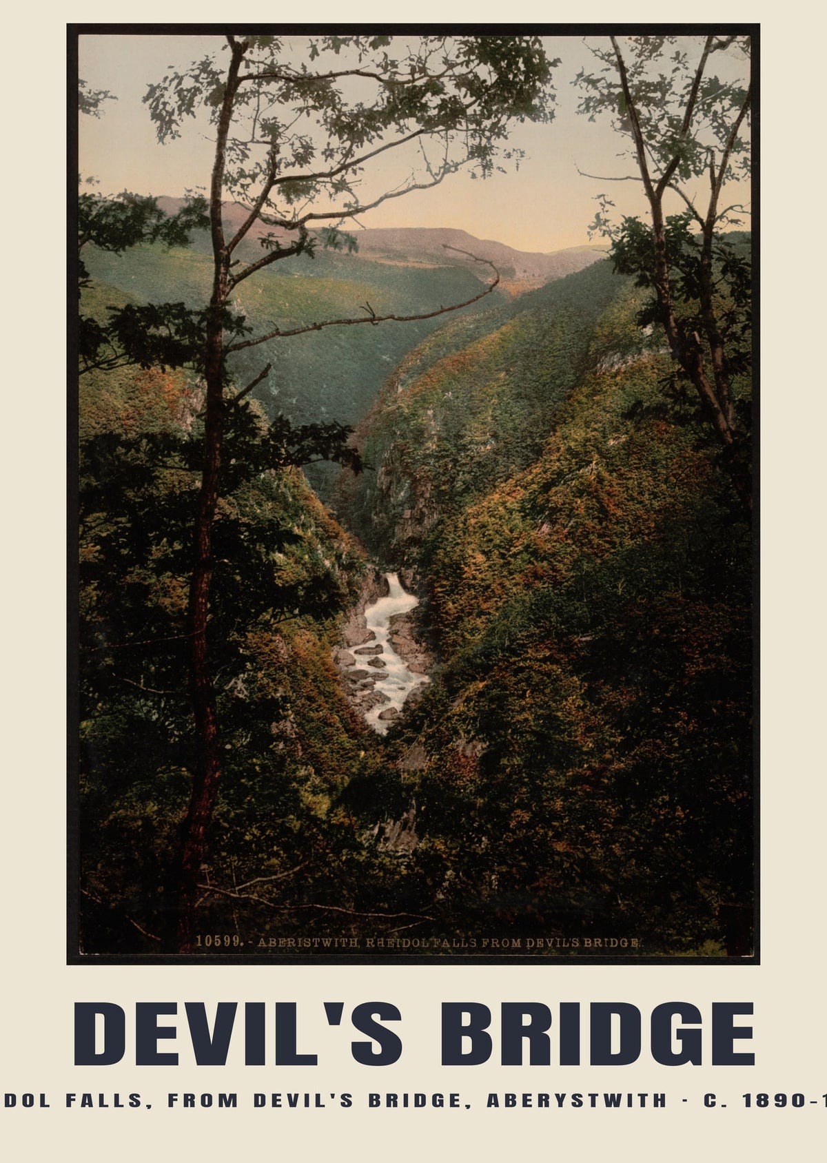 Rheidol Falls, from Devil's Bridge, Aberystwith, c. 1890–1900 heritage photograph