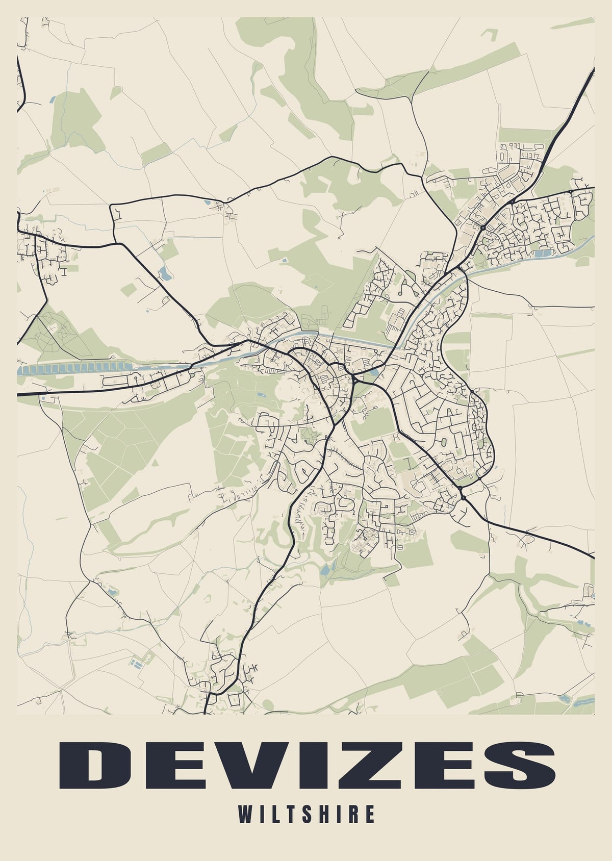 Street map poster of Devizes, Wiltshire