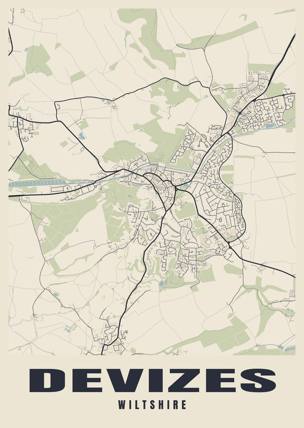 Devizes Street Map Poster