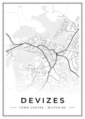 Street map poster of Devizes town centre, Wiltshire