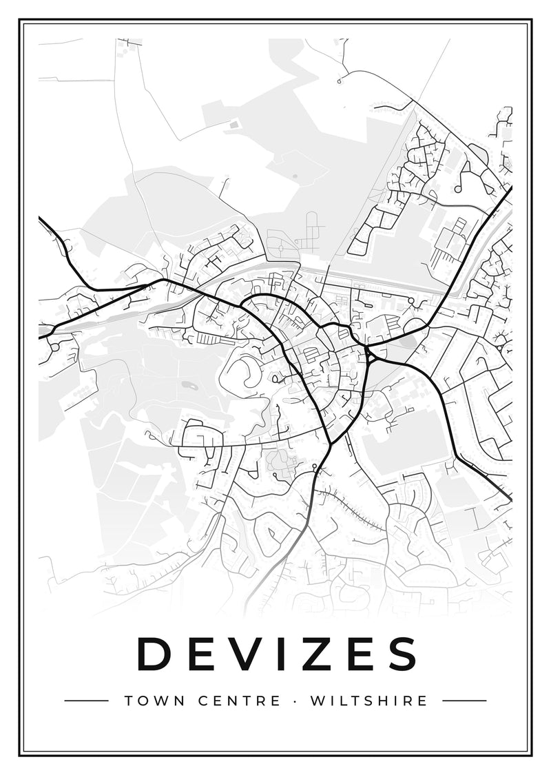 Devizes Town Centre Street Map Poster