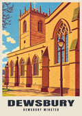 Dewsbury Minster poster, Retro Railway style