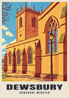 Dewsbury Minster poster, Retro Railway style