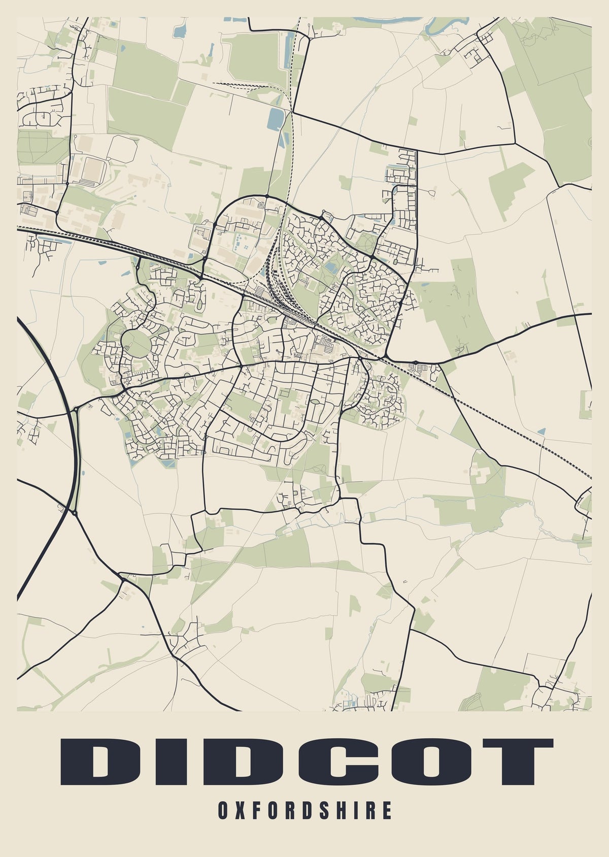 Street map poster of Didcot, Oxfordshire