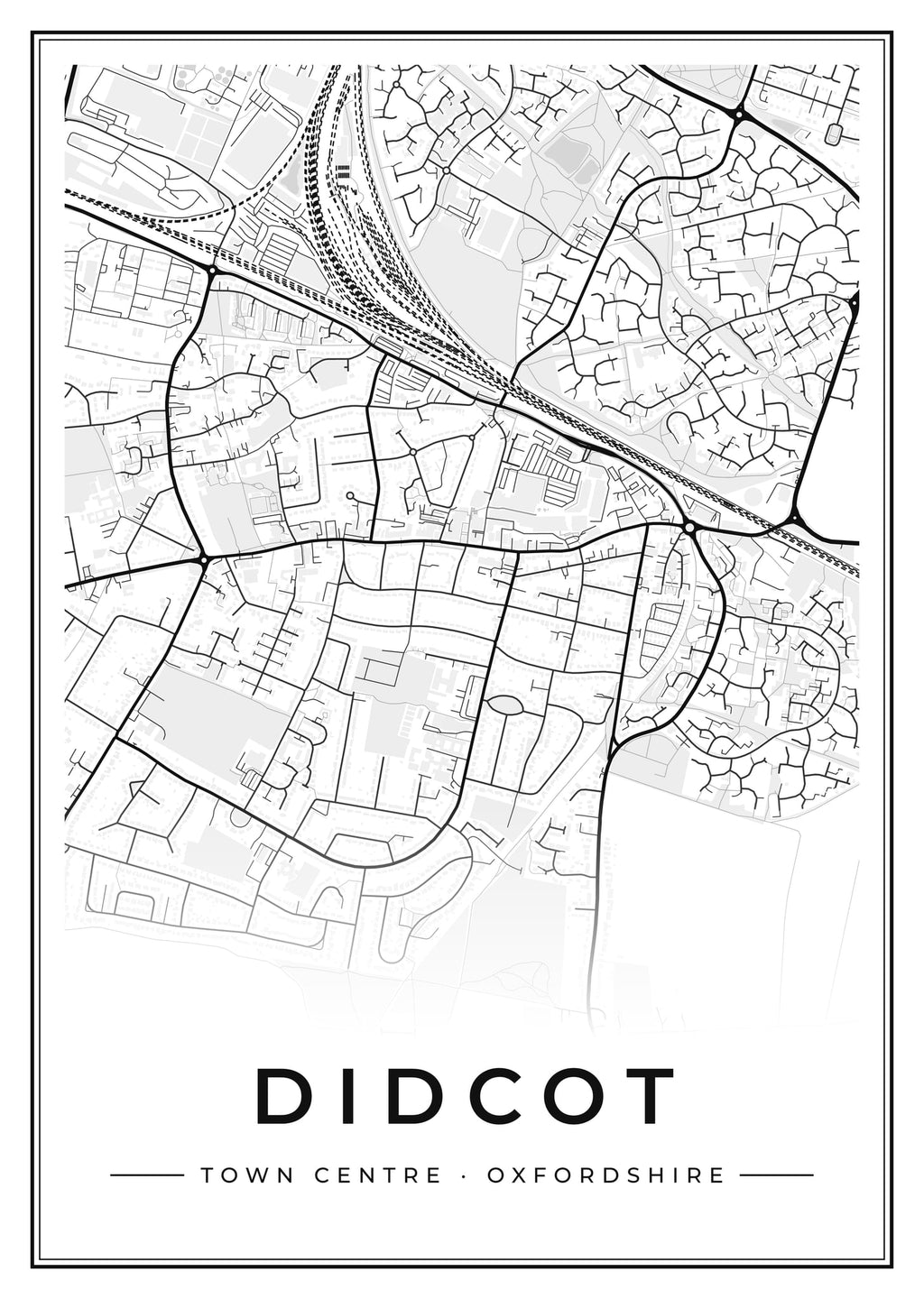 Street map poster of Didcot town centre, Oxfordshire