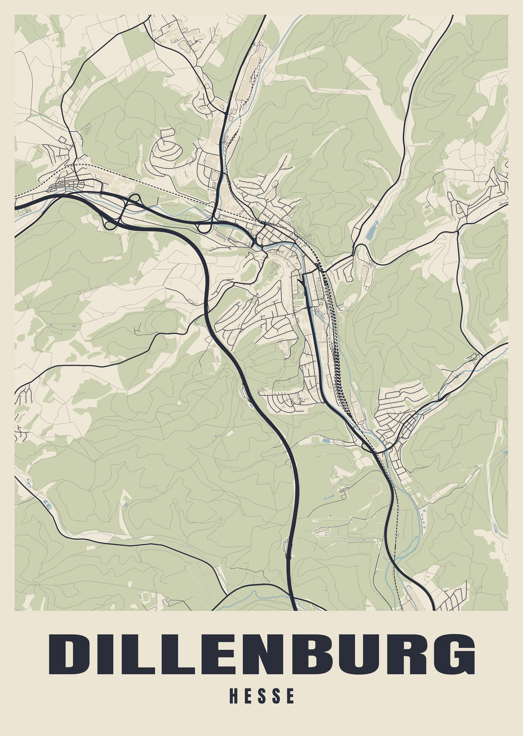 Street map poster of Dillenburg, Hesse