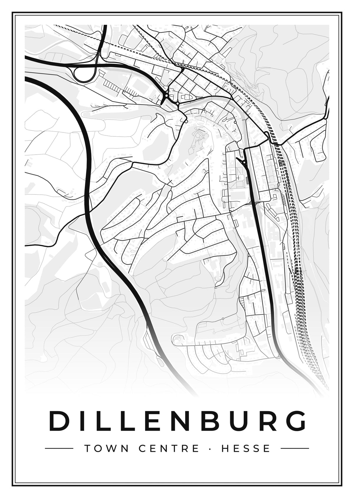 Street map poster of Dillenburg town centre, Hesse