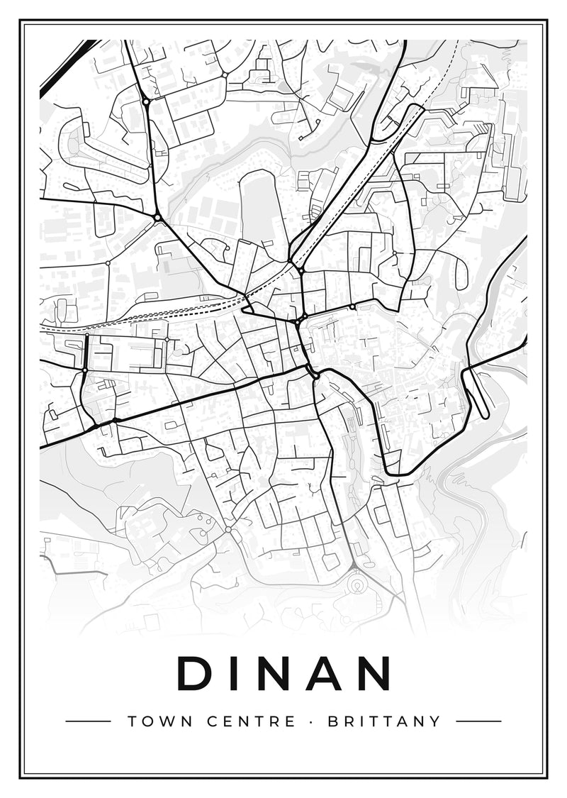 Dinan Town Centre Street Map Poster