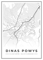 Street map poster of Dinas Powys village centre, Vale of Glamorgan