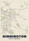 Street map poster of Dinnington, South Yorkshire