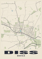 Street map poster of Diss, Norfolk