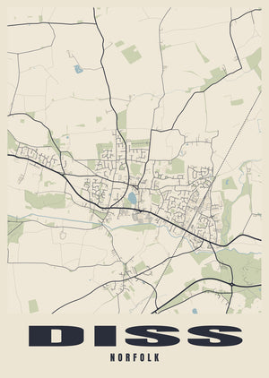 Diss Street Map Poster