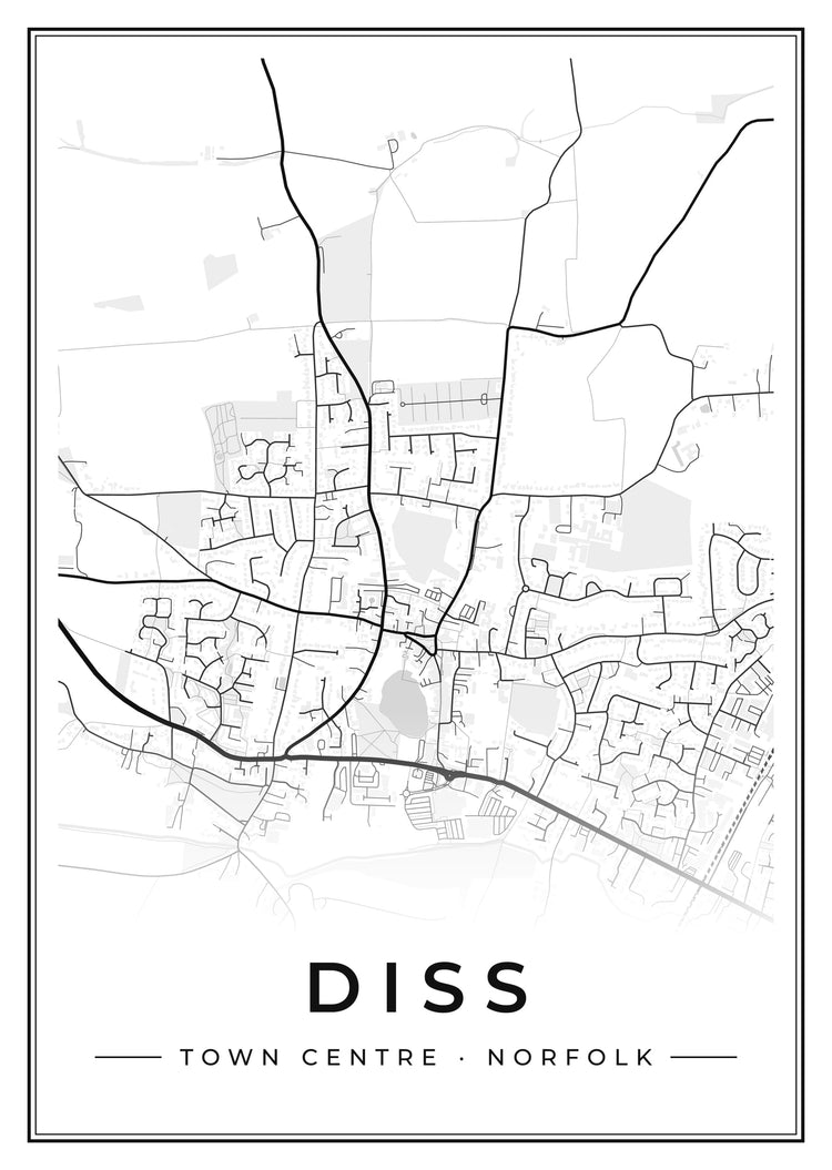 Diss Town Centre Street Map Poster