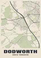 Street map poster of Dodworth, South Yorkshire