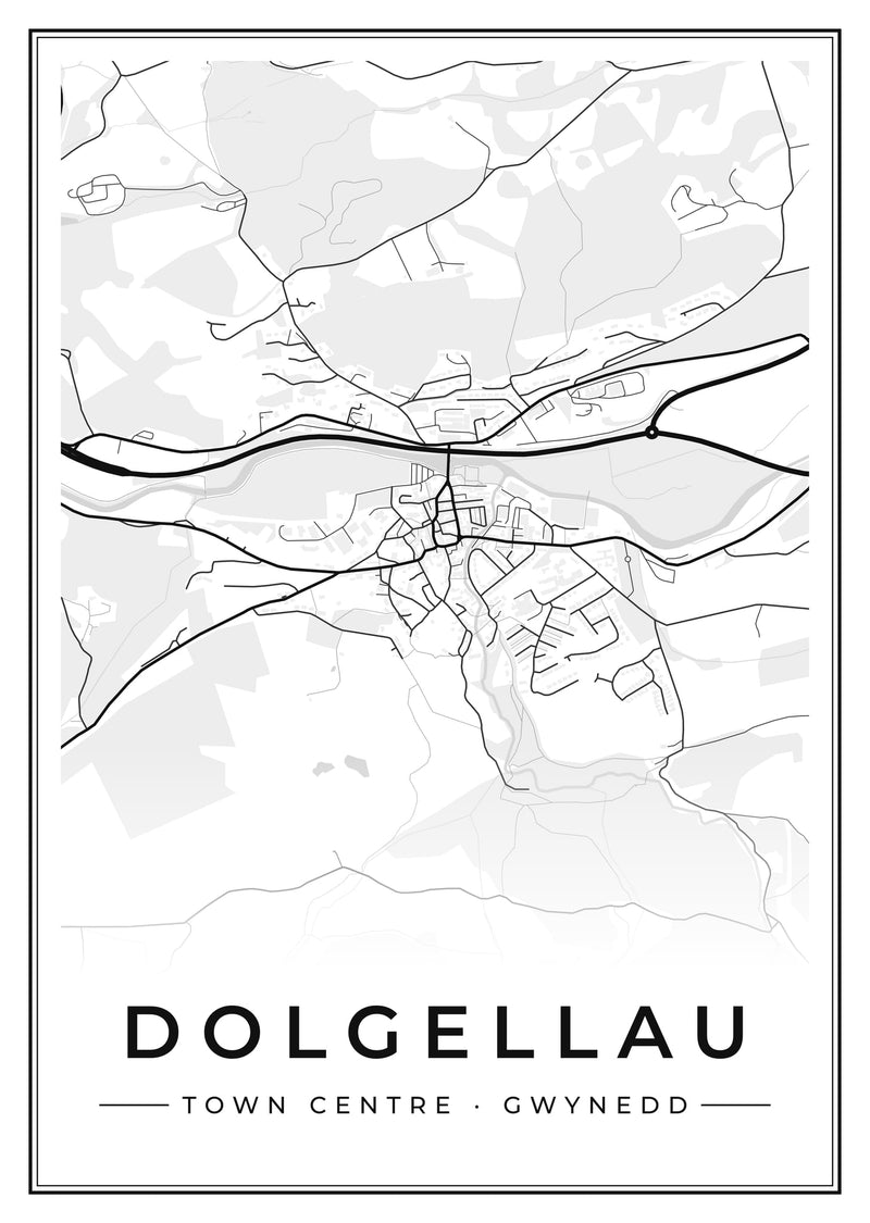 Dolgellau Town Centre Street Map Poster