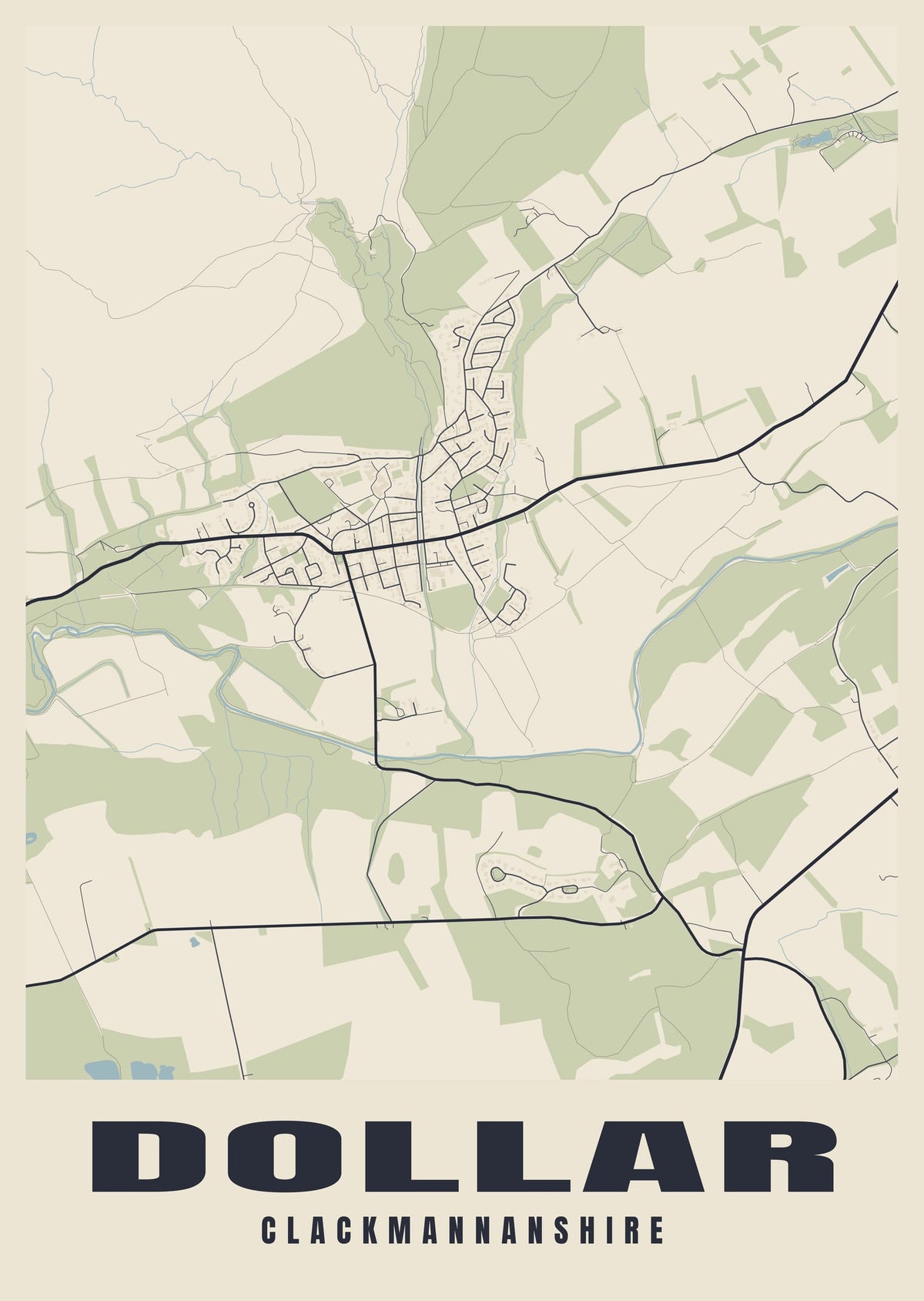 Street map poster of Dollar, Clackmannanshire