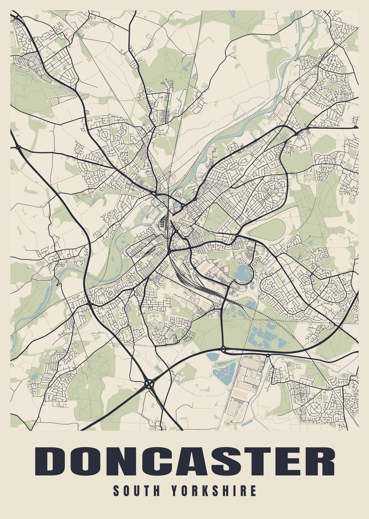 Street map poster of Doncaster, South Yorkshire