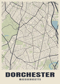 Street map poster of Dorchester, Massachusetts