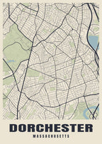 Street map poster of Dorchester, Massachusetts