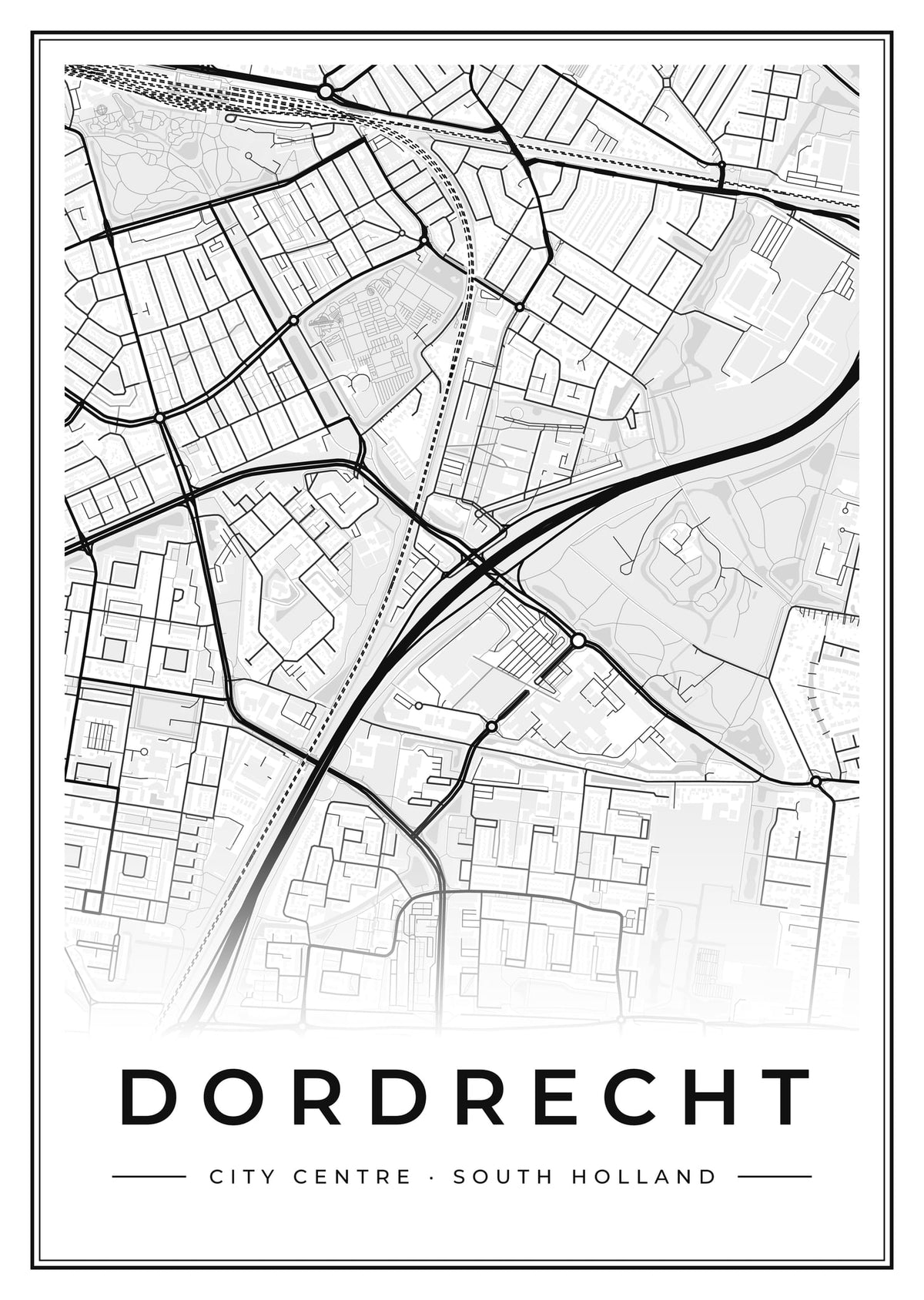 Street map poster of Dordrecht city centre, South Holland
