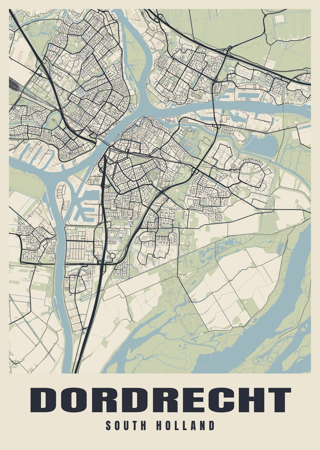 Street map poster of Dordrecht, South Holland