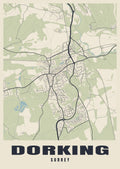 Street map poster of Dorking, Surrey