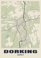 Street map poster of Dorking, Surrey