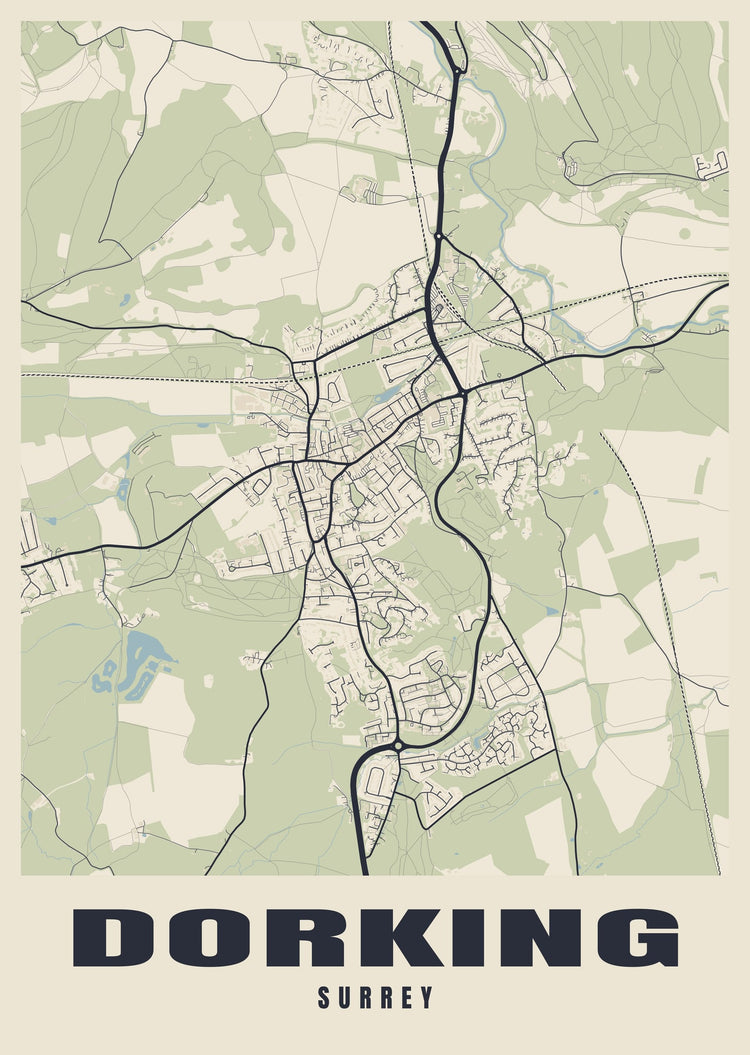 Dorking Street Map Poster