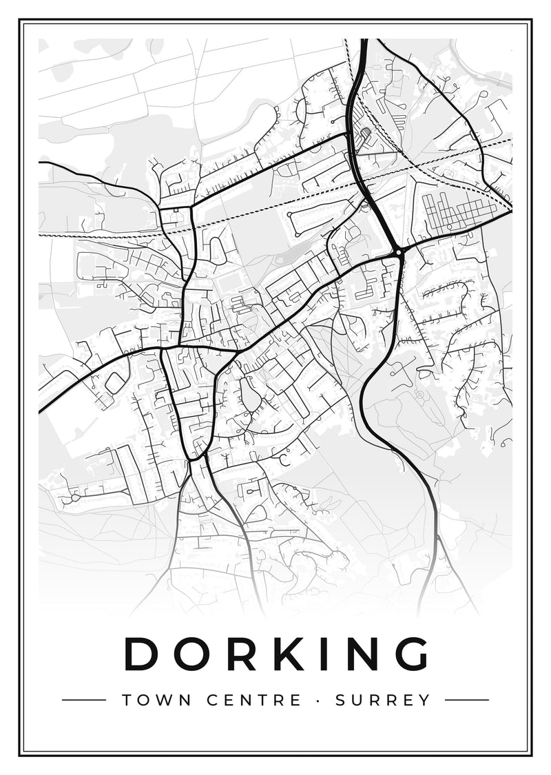 Dorking Town Centre Street Map Poster