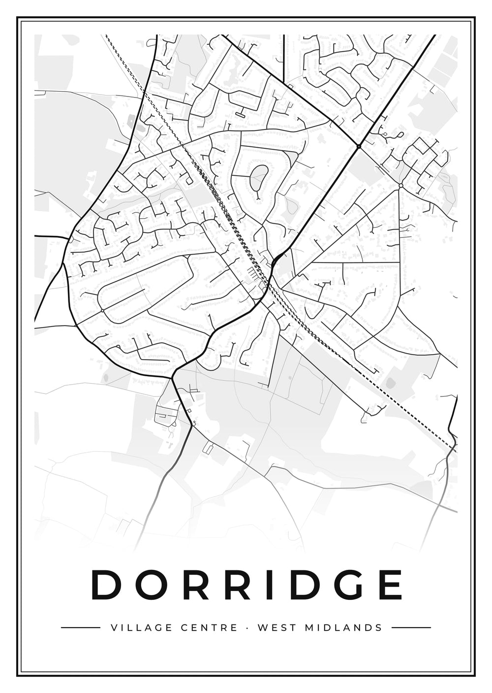 Dorridge Village Centre Street Map Poster