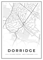 Street map poster of Dorridge village centre, West Midlands