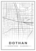 Street map poster of downtown Dothan, Alabama
