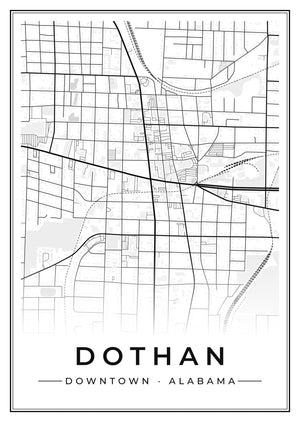 Dothan Downtown Street Map Poster