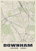 Heritage street map poster of Downham, Lewisham, London