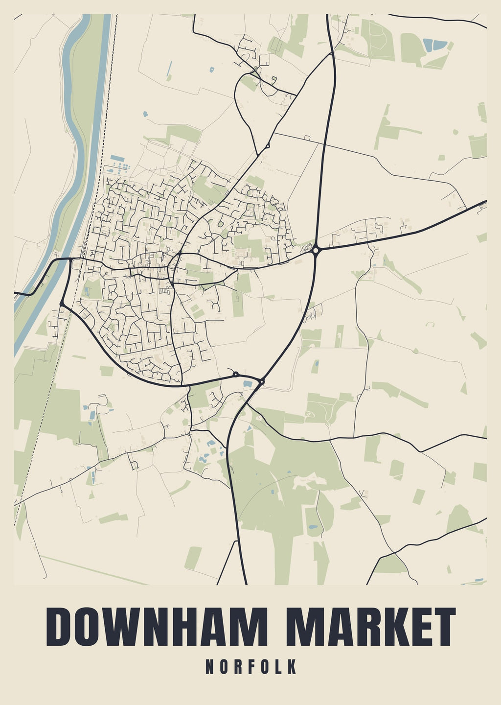 Street map poster of Downham Market, Norfolk