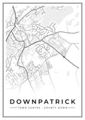 Street map poster of Downpatrick town centre, County Down