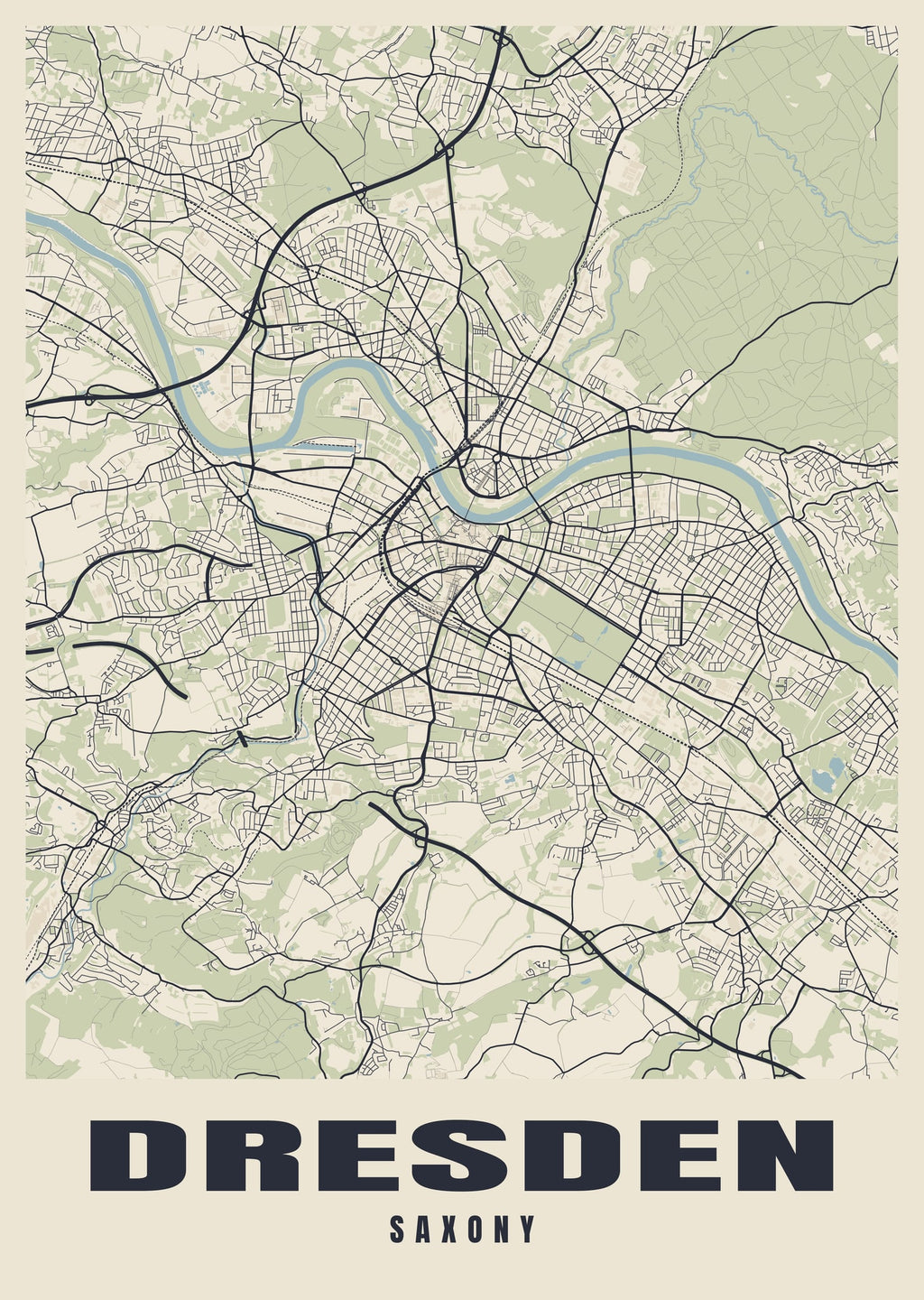 Street map poster of Dresden, Saxony