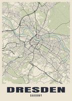 Street map poster of Dresden, Saxony