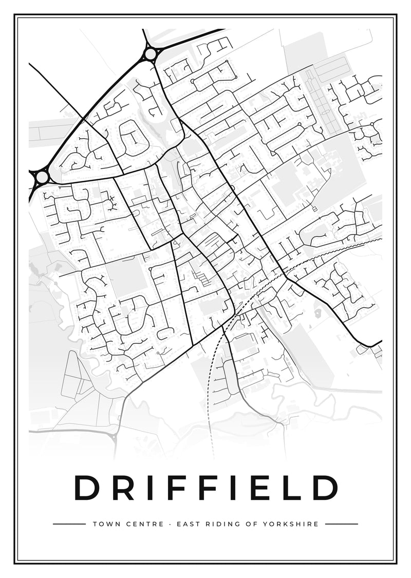 Driffield Town Centre Street Map Poster