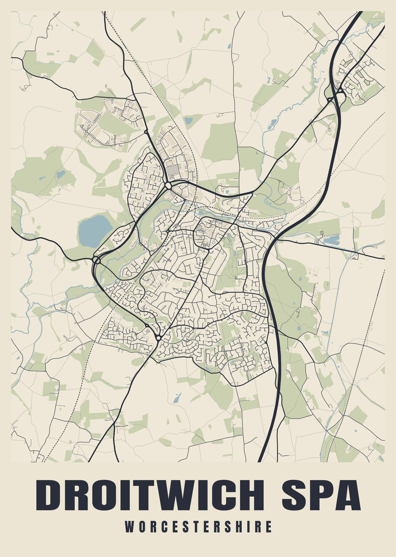 Droitwich Spa Street Map Poster