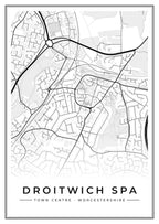 Street map poster of Droitwich Spa town centre, Worcestershire