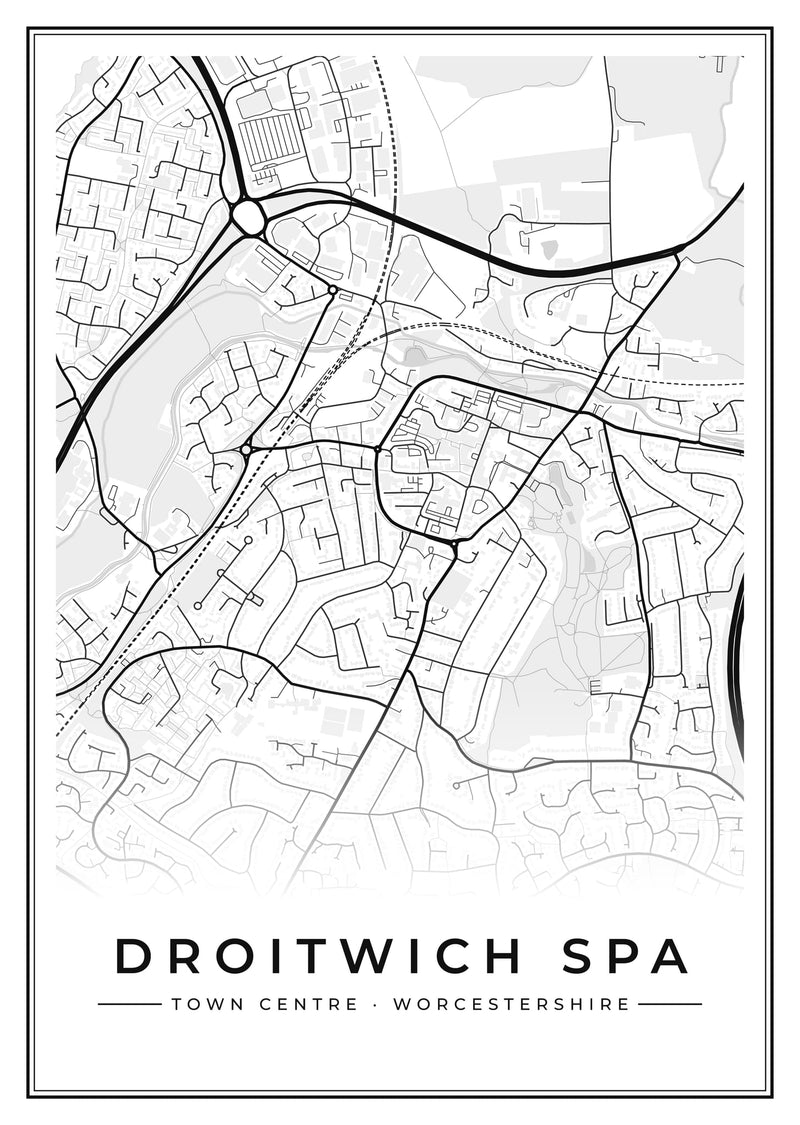 Droitwich Spa Town Centre Street Map Poster