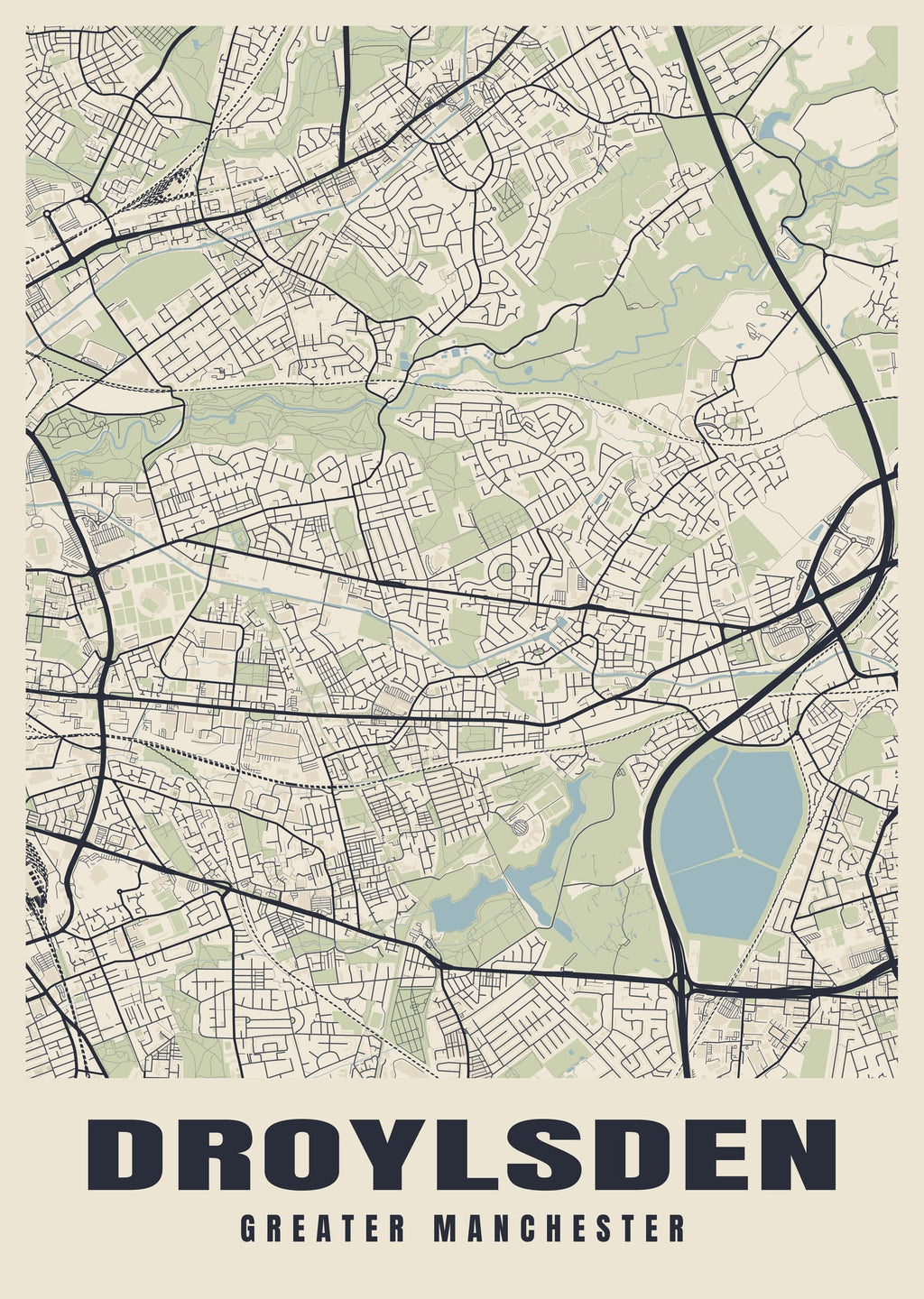 Street map poster of Droylsden, Greater Manchester