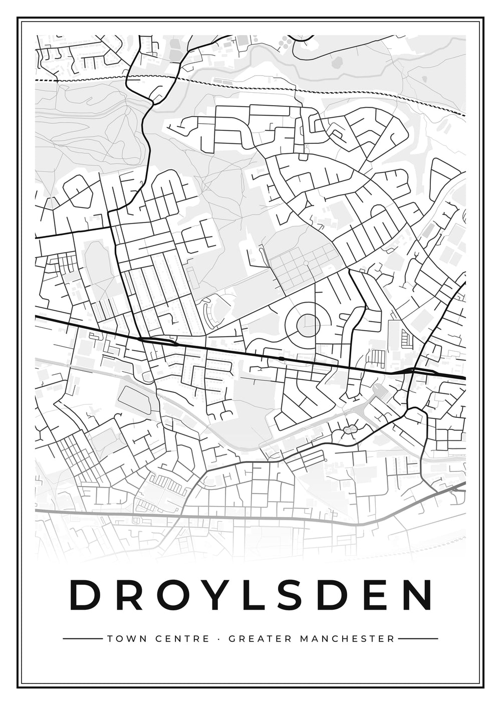 Droylsden Town Centre Street Map Poster