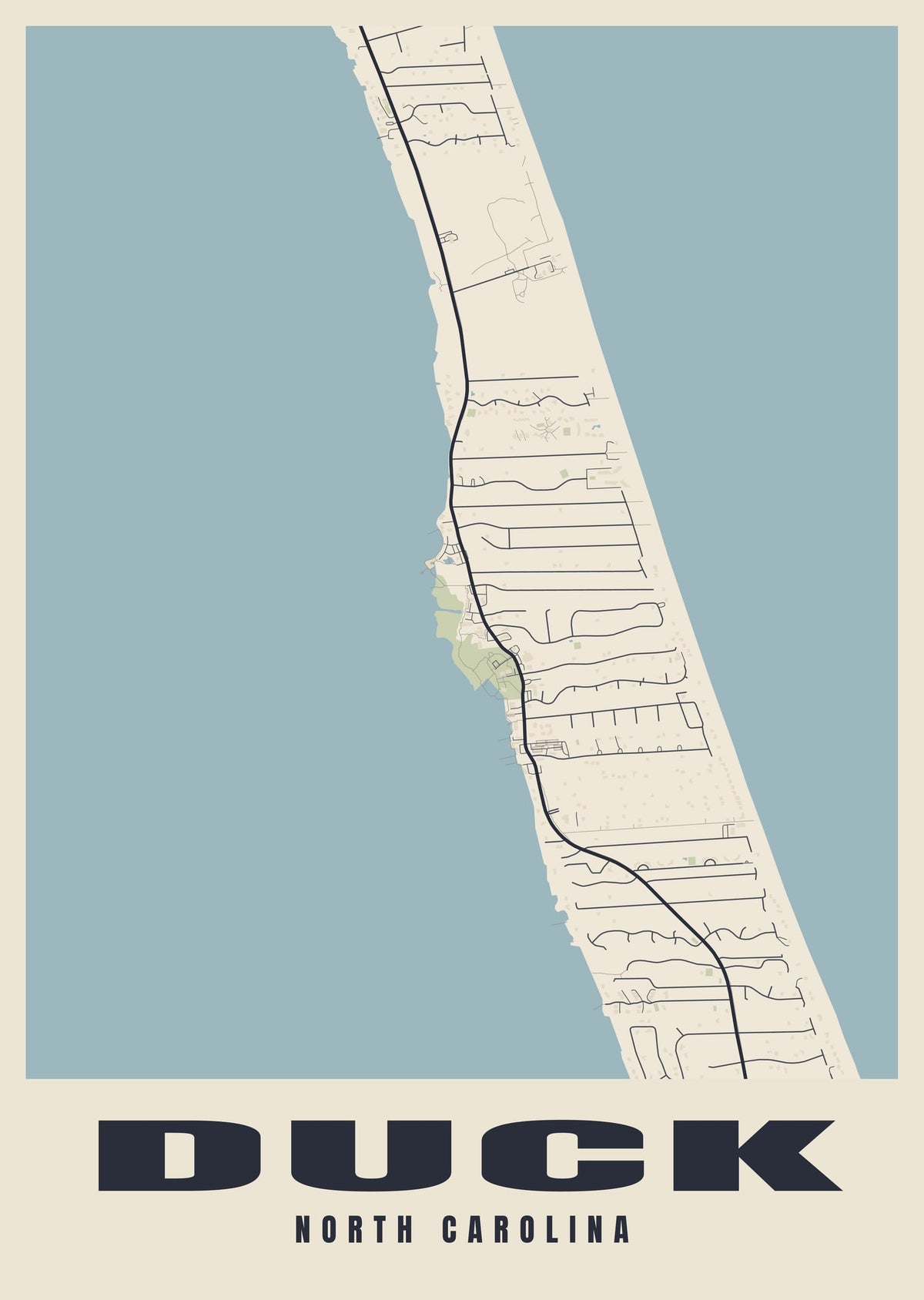 Street map poster of Duck, North Carolina