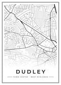 Street map poster of Dudley town centre, West Midlands